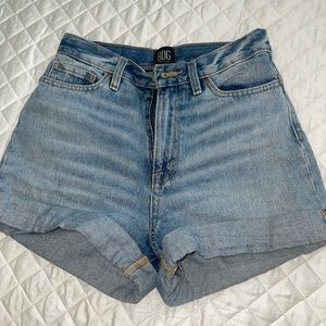 BDG Mom High Rise Light Wash Denim Cuffed Shorts